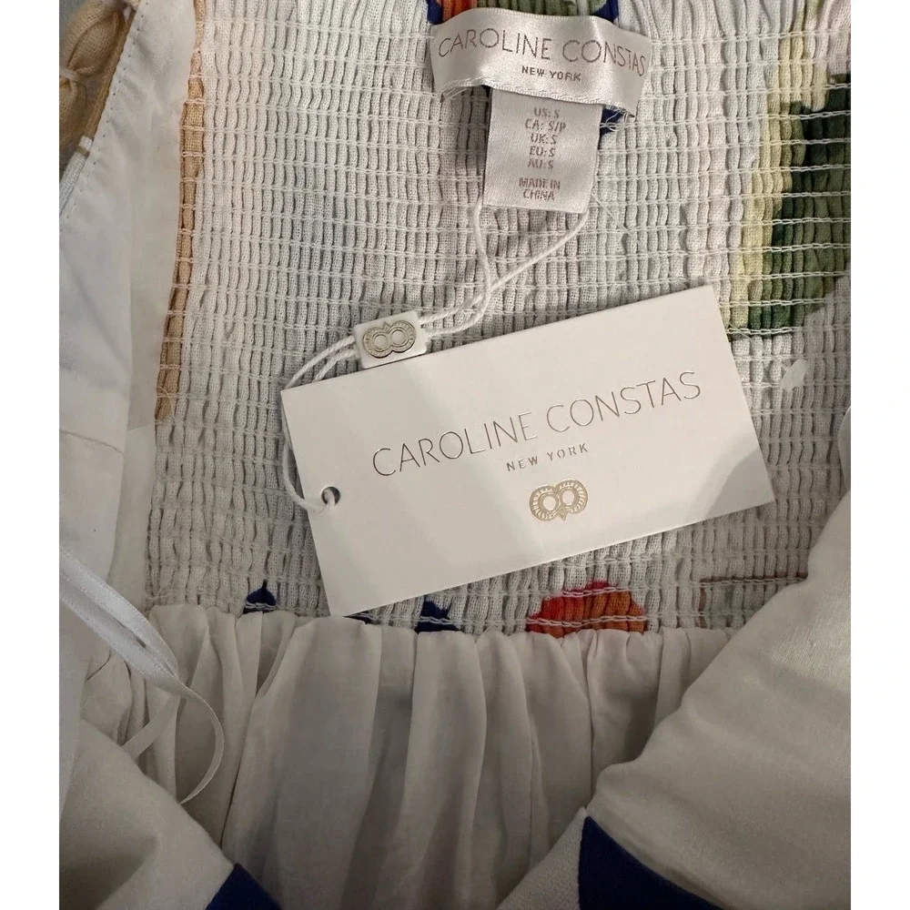 Tuckernucks CAROLINE CONSTAS Linen Blend French Themed Maxi Dress Vacation S NWT - Picture 9 of 9